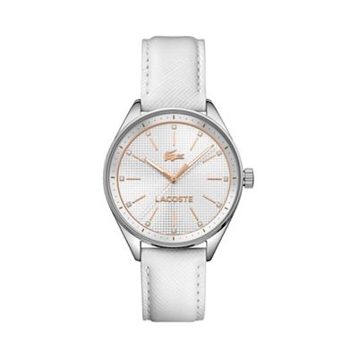 Ladies watch with white textured leather strap 2000900